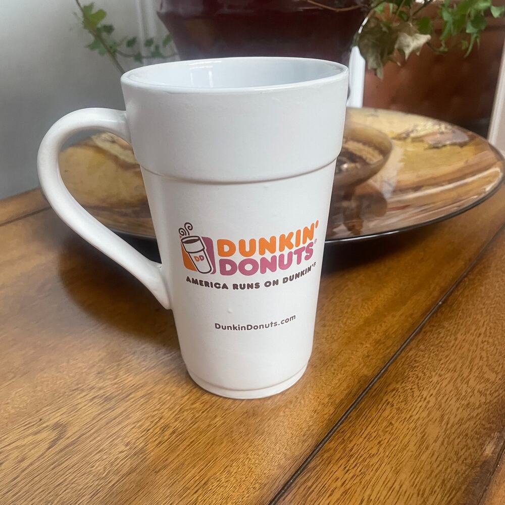 Dunkin Donuts 2012 Tall Ceramic Coffee Mug 16 oz
